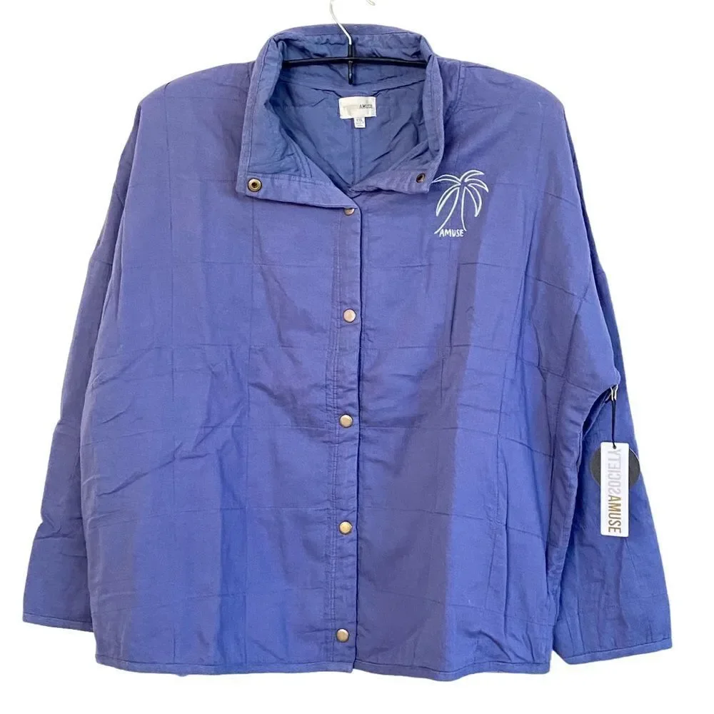 Amuse Society Sea Breeze Quilted Embroidered Chore Barn Coat Jacket Sz XXL NWT